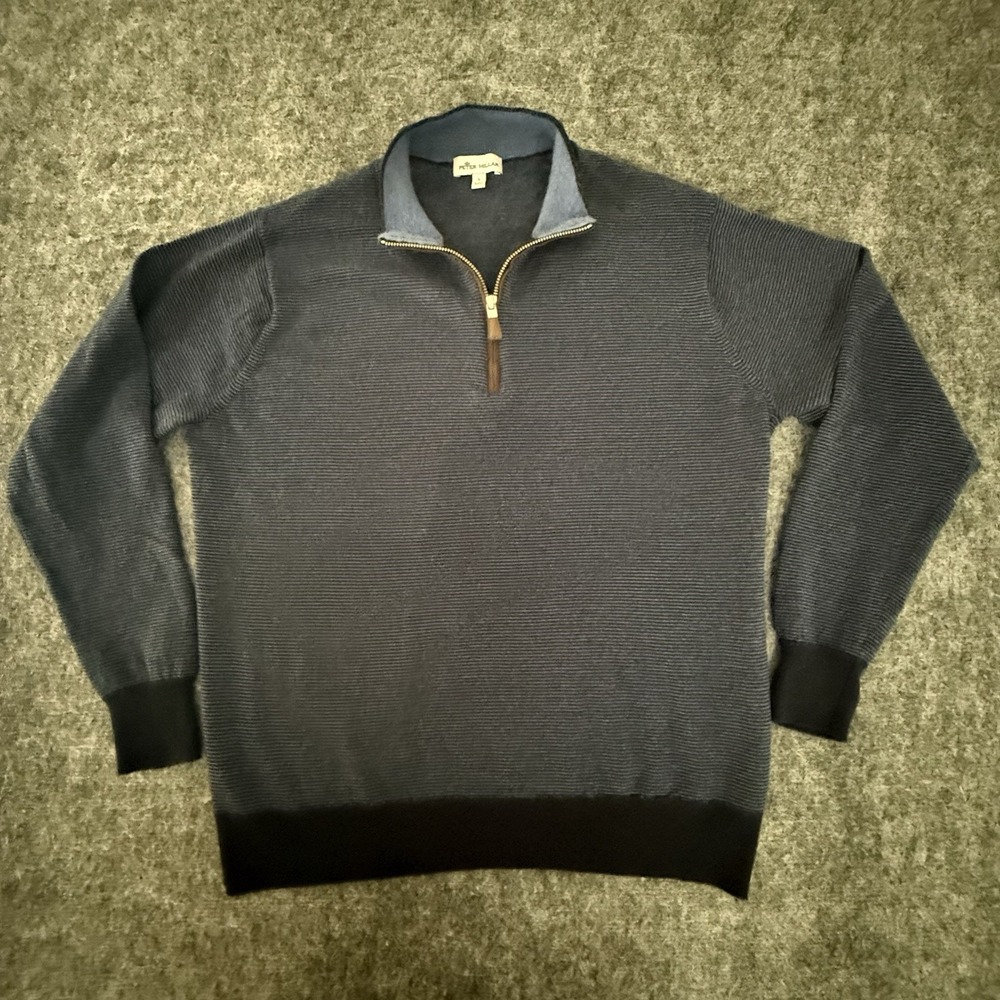 Peter Millar 100% Merino Wool 1/4 Zip Golf‎ Performance Pullover Size Large Navy